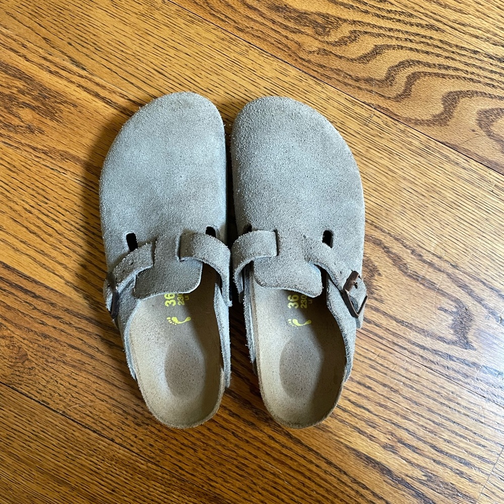 Birkenstock Boston Suede Leather Taupe, Size 36